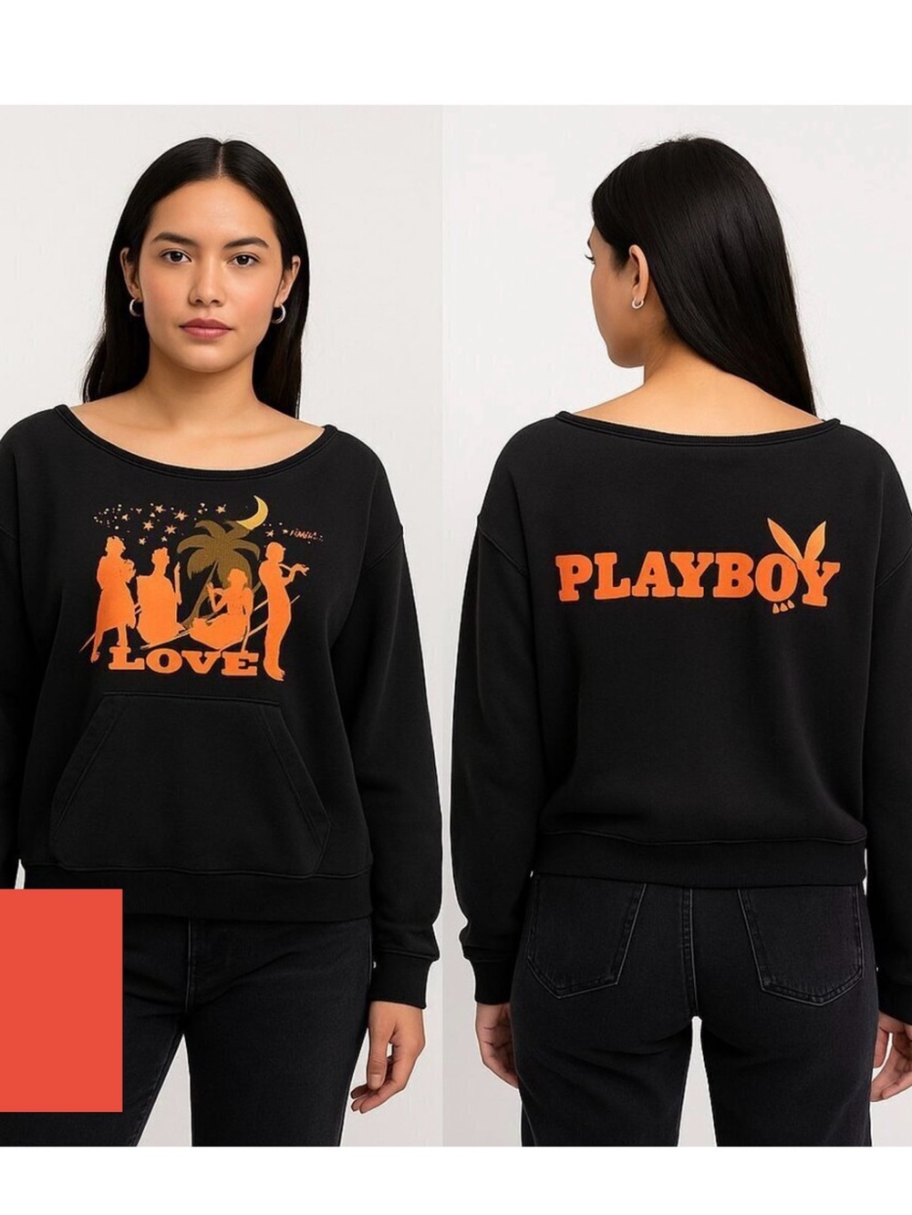 Playboy Graphic Sweatshirt | Size S | Black “Love Jazz Band” Crewneck